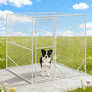 300x300xhh180 cm Boîte pour chien d'extérieur avec couvercle en bois galvanisé à chaud et treillis et portails de clôture arrière - Product Image 1