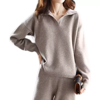 Ensemble deux pièces en laine et cachemire tricoté pour femme grande taille : pull et pantalon