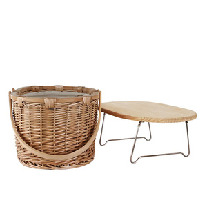 Cesta de Regalo para Picnic ZHIQUAN, Ovalada, de <span class=keywords><strong>Mimbre</strong></span>, Ratán, Aislada, Ecológica, Multifuncional, con Tapa de Bambú - Product Image 4