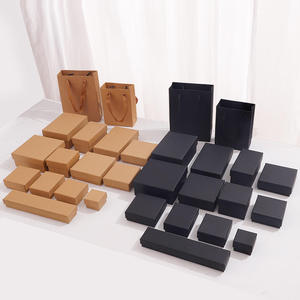 Customized Jewelry Packaging with <b>Black</b> Lid and Bottom <b>Box</b> Kraft Paper Cardboard Jewelry Packaging - Product Image 2