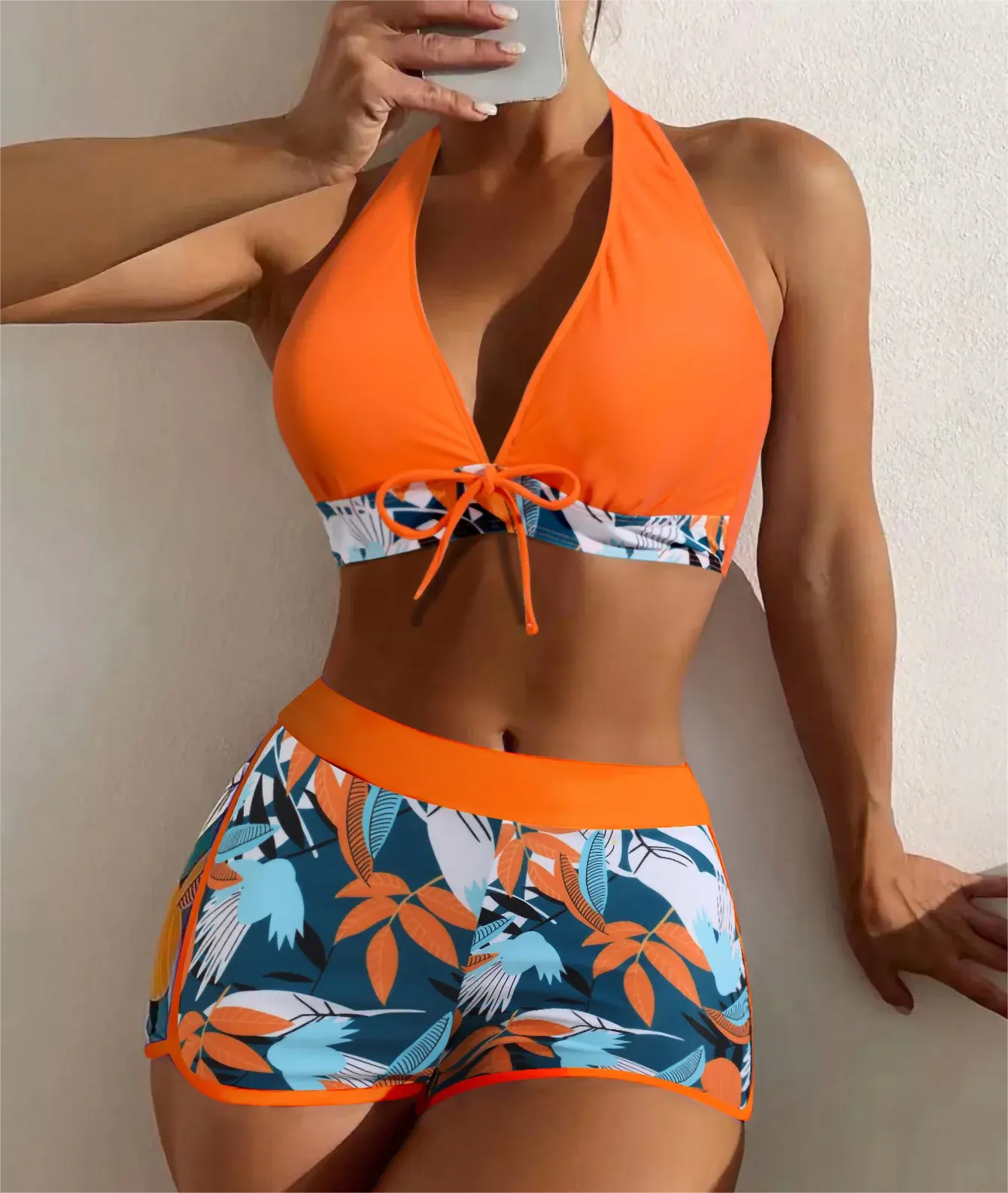 Toptan spor mayo Bikini 2-Piece Set spor sutyen baksır şort klasik baskılı Beachwear kadınlar seksi mayo