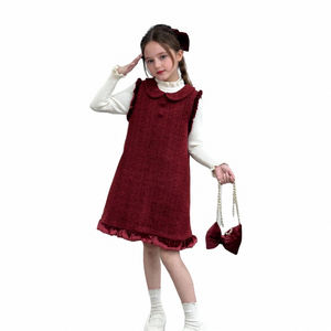 Hongbo أزياء ملابس دافئة للبنات ملابس مصنع الشتاء فستان أطفال أحمر جميل للأطفال من عمر 7 إلى 8 سنوات - Product Image 4
