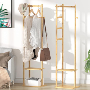 Bamboo Wood Coat <b>Rack</b> Floor Standing <b>Clothes</b> Hanger Bedroom Home Use Simple Indoor Clothing Organizer 5KG 10KG 20KG Capacity - Product Image 2