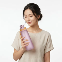 Bouteille isotherme anti-fuite sans BPA en Tritan+PP, options de parfum, paille intégrée, pour camping, randonnée, utilisation en extérieur, compatible lave-vaisselle
