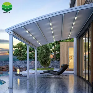 Pergola aluminium extérieur double rétractable auvent imperméable PVC Pergola attaché à la maison