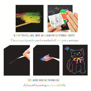 Papel Mágico para Rascar Arcoíris, Tarjetas Creativas y Coloridas para Dibujar, Libro de Pintura para Rascar DIY - Product Image 3