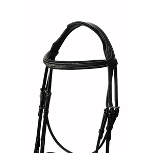 Brida de salto de cuero genuino acolchada con costuras elegantes, anatómica y elevada, para espectáculos ecuestres, equipo de equitación inglés, proveedor mayorista OEM - Product Image 3