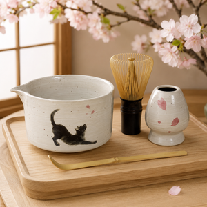 Ensemble de 4 pièces en céramique motif <span class=keywords><strong>chat</strong></span> moucheté ivoire pour matcha, avec Chawan à bec verseur, support pour Chasen, fouet en bambou et cuillère, pour cérémonie <span class=keywords><strong>du</strong></span> thé, maison et café - Product Image 6