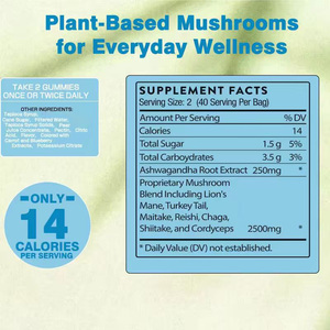 Functional Mushroom Gummies with Ashwagandha Boost Focus Immunity Stress Relief Natural <b>Supplement</b> - Product Image 2