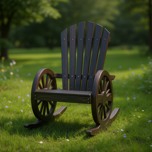 Fauteuil à bascule Adirondack en bois de sapin massif, brun, meubles de jardin d'extérieur - Product Image 2
