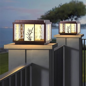 مصابيح عمود خارجية عصرية تعمل بالطاقة الشمسية بدون لهب من HJ HOME، إضاءة خارجية منخفضة للشرفات والأعمدة - Product Image 4