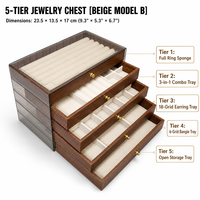 Multi Drawer Jewelry Box Large Capacity Wooden Jewellery Storage Organizer With Removable Velvet Trays