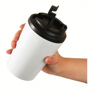 Tasse à café pliable en silicone portable de 350 ml (12 oz) avec couvercle et paille – Mug de voyage réutilisable - Product Image 6