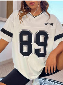 Camiseta gráfica de Nueva York 89 para mujer, camiseta Harajuku para mujer, camiseta transpirable con cuello en V, moda de verano, ropa deportiva holgada sencilla - Product Image 6