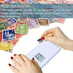 Premium kalite su geçirmez döviz ekran nakit ve koleksiyoncular için kart tutucu temizle plastik damga para organizatör kollu - Product Image 4