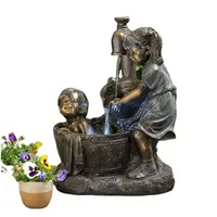 Fabrik direkt verkaufen Jungen und Mädchen Statue Wasser brunnen mit LED-Licht für Garten dekoration