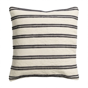 Striped Boho Wool Throw <b>Pillow</b> Cover Square Minimalist Woven Design Removable Washable Zipper Closure Non-Toxic Customizable - Product Image 1