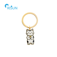 Fabricant personnalisé Sycee Maneki Neko chance chat Souvenir Llavero porte-clés porte-clés porte-clés personnalisé chance chat porte-clés