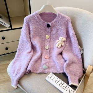 Petit ours poupée tricoté Cardigan <span class=keywords><strong>pull</strong></span> femmes automne et <span class=keywords><strong>hiver</strong></span> nouveau Style lâche doux collant <span class=keywords><strong>pull</strong></span> à manches longues <span class=keywords><strong>manteau</strong></span> - Product Image 1