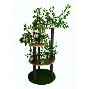 Árbol grande para gatos, casa de varios niveles, con hojas, transparente, novedad