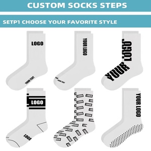 Chaussettes de football antidérapantes personnalisées, chaussettes de sport en tricot blanc avec grip - Product Image 2