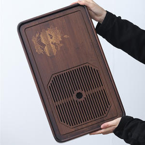 Table à thé moderne en bambou et bois avec bac de rangement d'eau, pour infusions à sec et drainage, vente en gros, livraison directe - Product Image 3