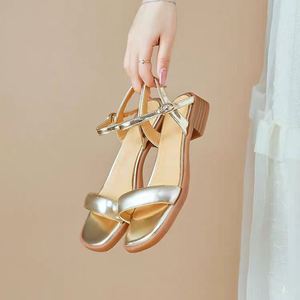 Summer Cross Border Wholesale Ladies <b>Sandals</b> High Texture Golden One Band <b>Flat</b> Casual All Match Footwear - Product Image 2