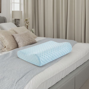 Bantal Leher Busa Memori Bentuk Gelombang Kontur Khusus dengan Pola Daun Padat, Pendingin, Ergonomis untuk Tidur Menyamping, untuk Penggunaan di Rumah & Hotel - Product Image 1