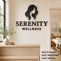 Lettres de logo en métal 3D en acier inoxydable sur mesure, non éclairées, pour la réception d'un salon de beauté, enseigne murale en métal