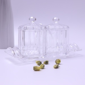 260ml En Gros Ustensiles De Cuisine Acrylique 2 Pièces Condiment Pot Ensemble De Qualité Alimentaire Assaisonnement Pot De Luxe Clair Tasse À Thé Ensemble avec plateau - Product Image 3