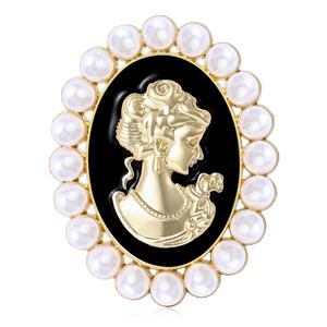 Broche <span class=keywords><strong>camée</strong></span> vintage-Broche en fausse perle <span class=keywords><strong>camée</strong></span> victorienne de style vintage bijoux pour pull-over manteau Corsage cadeau - Product Image 1