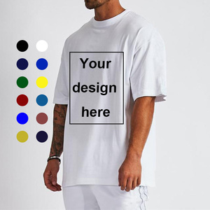 เสื้อยืดโอเวอร์ไซส์สีขาวล้วนแบบเรียบ 170 180 190 200 210 220 230 300 GSM สำหรับผู้ชาย จำนวนมาก - Product Image 1