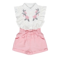 Vêtements pour Bébé Fille 2 Pièces : Tenue à Volants avec Haut Chemise Blanche et Jean Denim Déchiré Tendance