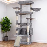 Arbre à chat classique moderne écologique de 79,5 pouces à 5 niveaux avec poteaux à gratter en sisal, bois, fausse fourrure et papier, et carton durable