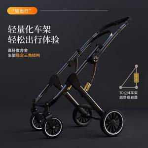 Cochecito de Bebé Ligero de Cuatro Ruedas, Plegable, Reclinable, para Viajes, con Capacidad de Carga de 15 kg - Product Image 3