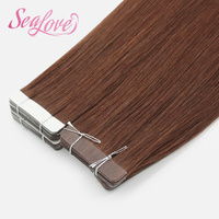 Extensions de cheveux humains en gros, double trame, à coller, effet peau # Extensions de cheveux lisses en ruban adhésif de couleur personnalisée 33