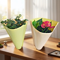 Manchon en papier kraft BOPP transparent épais pour couvercle de pot, emballage pour fleurs fraîches, légumes, cadeaux - Recyclable et personnalisable