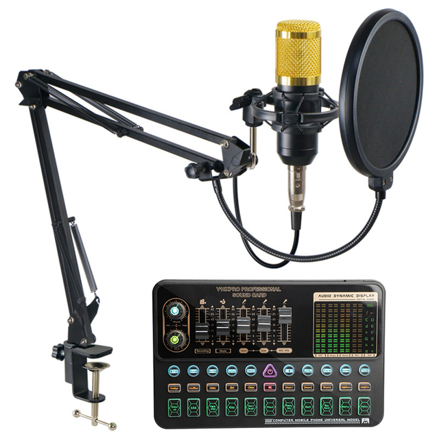 V 10 Pro USB SoundCard Bm800 Microphone Set Recording Bm 800 Condenser Mic with K300 Audio Sound Cards & Mixers for Studio