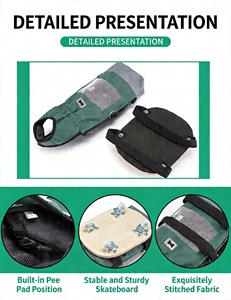 Planche à roulettes réglable pour animaux de compagnie avec <span class=keywords><strong>sac</strong></span> de transport protecteur pour chiens et chats paralysés, roues universelles silencieuses, aide à la mobilité - Product Image 3