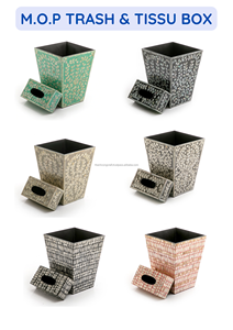 Papelera de madera para madre de perla con servilleta, cubo de basura, polvo - Product Image 5