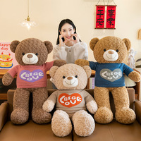 CHIQUE Ours en peluche super doux et grand, motif pull de dessin animé, cadeau d'anniversaire avec sac OPP, personnalisable, décoration intérieure