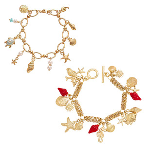 Pulsera de moda de aleación antigua de alta calidad al por mayor para Europa Estados Unidos Fishtail Marine Holiday Wind Drop Oil Pearl Pendant - Product Image 1