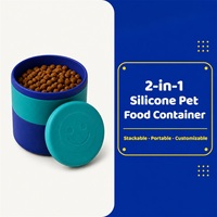 Conteneur alimentaire pour animaux de compagnie en silicone de qualité alimentaire, empilable, double couche, avec poignée personnalisée, sans BPA, pour chiens et chats