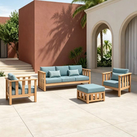 Ensemble de salon de jardin moderne en aluminium, 5 places, avec table foyer intégrée pour patio extérieur