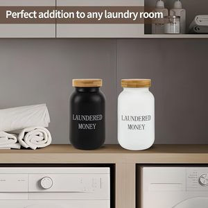Waschküche Münzbank, lustiges geldglas, Glas maurer mit Gelds chlitz und Bambus deckel - Product Image 4