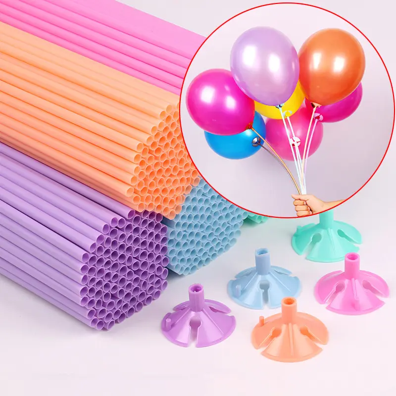 Penjualan Panas Tongkat Balon Warna Macaron Pemegang Balon Warna-warni Tongkat dan Cangkir