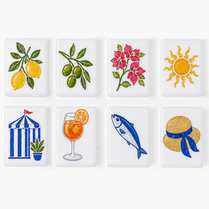 Custom Engraved Portable Premium American Mahjong Set 160 <b>Tiles</b> Single Layer <b>White</b> Color Acrylic Riviera Aperitivo Design - Product Image 2