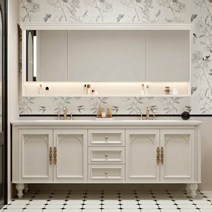 Modern Lacquer Finish MDF Cabinet with Smart <b>Mirror</b> and Integrated Ceramic Countertop <b>Wall</b>-Mounted Bathroom Vanity Unit - Product Image 1