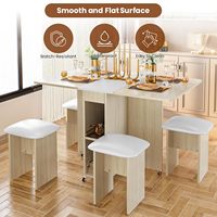 Klappbarer Esstisch-Set 4 Esstische Regale Platzsparend Faltbar 6 Räder Modernes Design Ausziehbarer Küchentisch Klein
