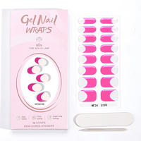 Vernis à ongles en gel personnalisé de 16 pièces sans hema, embouts français, enveloppes semi-durcies, autocollants pour ongles en gel de longue durée